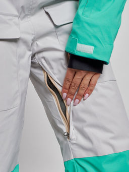 Горнолыжный комбинезон женский зимний зеленого цвета 2320Z