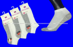 3 ПАРЫ - Носки женские укороченные белые (серая подошва) с массажным эффектом арт. 3037 - Nanhai фото 3