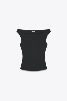 COLD SHOULDER RIBBED T-SHIRT - Zara фото 8
