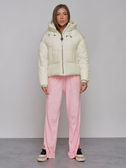 Зимняя женская куртка модная с капюшоном бежевого цвета 512305B - Mtforce фото 6