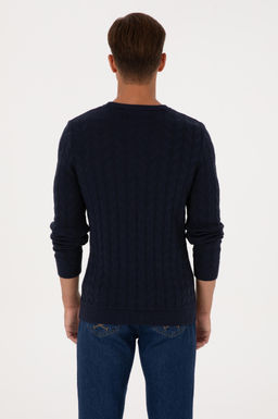 Erkek Slim Fit Bisiklet Yaka Desenli Lacivert Kazak - U.s. polo assn фото 5