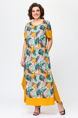 Платье Svetlana Style 1940 листики+горчица