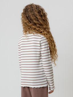 КР 302820/сахар,капучино,полоска к633 лонгслив (футболка дл.рукав) для дев - Crockid фото 5