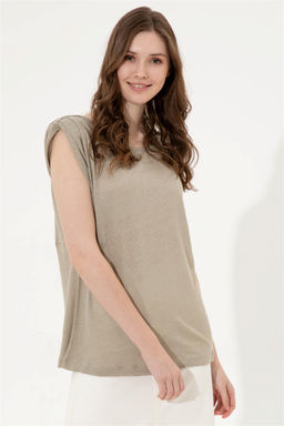Женская футболка без рукавов цвета хаки с круглым вырезом Неожиданная скидка в корзине - U.s. polo assn фото 3