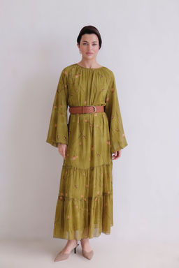 Martichelli Платье хаки с цветочным принтом  фото 4