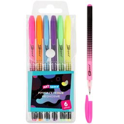 Набор ручек гелевых ArtSpace "Abstraction" 6цв. (GP6_96910) неон, 1мм