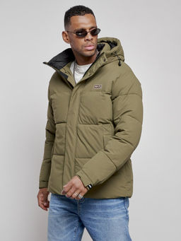 Куртка молодежная мужская зимняя с капюшоном цвета хаки 8356Kh - Wonderrman фото 8