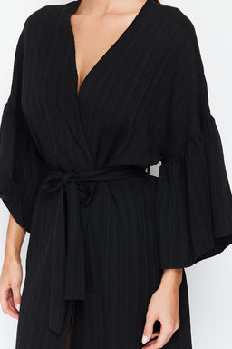 Ekru Kusakl? Maxi Dokuma Volanl? Keten Kar?s?ml? Plaj Kimono&Kaftan TBESS23KM00028 - Trendyolmilla фото 13