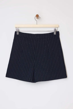 Lacivert Tas Bask? Detayl? Piliseli Poliviskon Sort & Bermuda TWOSS26SR00005