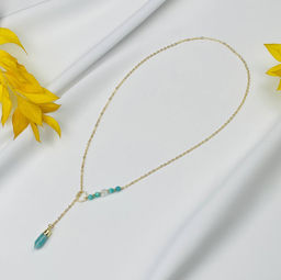 Колье на цепочке с Амазонитом и Горным Хрусталем