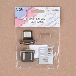 Цена за 2 шт. Застёжка для сумки, 3.5×3.8 см, цвет серебряный