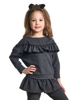 Лонгслив для девочки UD 6944 черный меланж