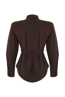 Kahverengi Limited Edition Kravat Detayl? Fitted Gomlek TWOAW26GO00047 - Trendyolmilla фото 15