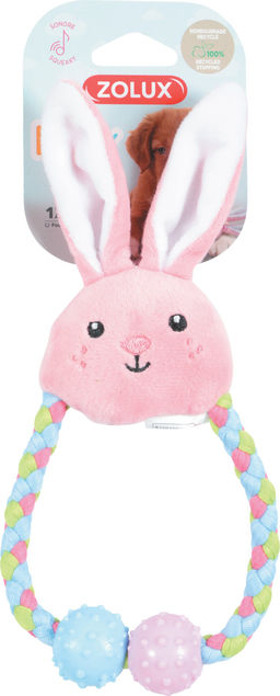 ZOLUX, Плюшевая игрушка кольцо-канат с пищалкой и элементами ТПР "Зайка", 22 см, 480127ROS