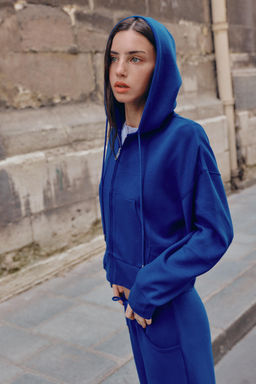 SUDADERA INTERLOCK CAPUCHA / Azul?n - Zara фото 4