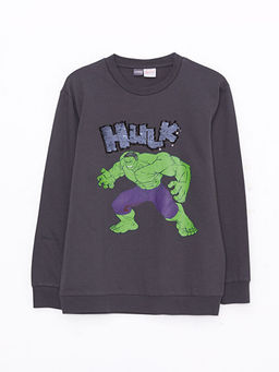 Bisiklet Yaka Hulk Bask?l? ?ift Y?nl? Payetli Uzun Kollu Erkek ?ocuk Sweatshirt - Waikiki фото 2