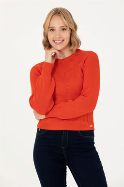 Женский оранжевый свитер с круглым вырезом Неожиданная скидка в корзине - U.s. polo assn фото 3