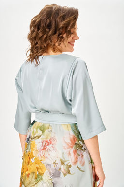 Платье Anastasia Mak 1229-Ш голубой+цветы  фото 2