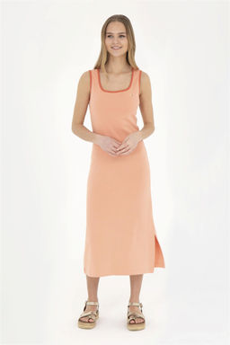 Женское трикотажное платье цвета лосося - U.s. polo assn фото 3