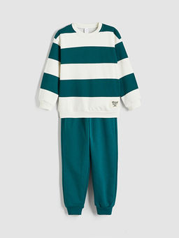 Erkek ?ocuk ?izgili Sweatshirt ve Jogger E?ofman Alt