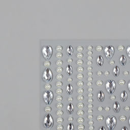 Цена за 4 шт. Стразы и жемчуг самоклеящиеся «Ассорти», фигурные, 120 шт на листе, цвет серебряный