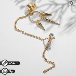 Серьга Кафф молодёжная, цвет белый в золоте