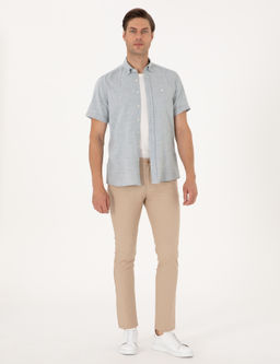 Bej Slim Fit Kanvas Pantolon