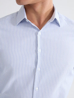 Slim Fit ?izgili Gabardin Erkek G?mlek