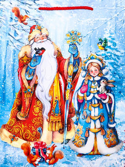 Цена за 2 шт. Пакет подарочный новогодний ламинированный, «Дед Мороз и снегурочка», 26×12×32 см