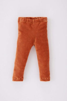 K?z Bebek Duz Paca Beli Lastikli Fitilli Kadife Tayt - Defacto фото 5