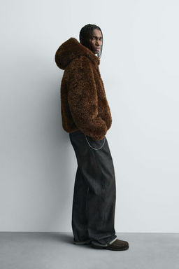 FAUX FUR HOODIE JACKET - Zara фото 6