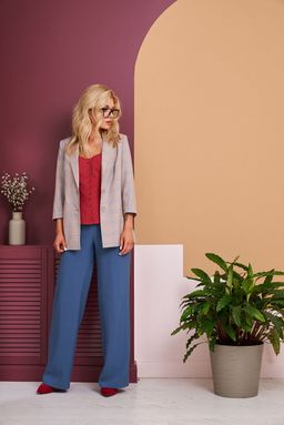 Жакет LaKona 11429 бежевый клетка  фото 4