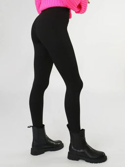 K10823 Легинсы в рубчик (утеплитель ФЛИС) ЧЕРНЫЙ