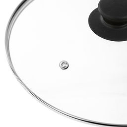 "ДМ" Крышка стеклянная д20см h6см, жаропрочное стекло, ободок из нержавеющей стали, пароотвод, пластиковая ручка-кнопка (Китай)