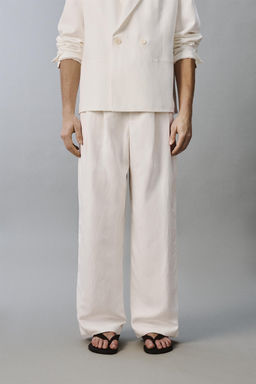 PANTAL?N RELAXED FIT TRAJE VISCOSA - LINO / Blanco - Zara фото 2