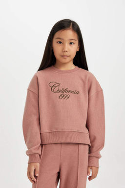 Толстовка с короткими рукавами из ткани селаник стандартного кроя для девочек и принтом с надписью Selanik - Defacto фото 4