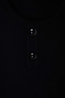 Limited Edition Siyah Vucuda Oturan Havuz Yaka C?tc?tl? Fitilli Esnek Orme Body TWOSS26BD00014