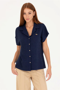 Женская темно-синяя трикотажная рубашка Неожиданная скидка в корзине - U.s. polo assn фото 3