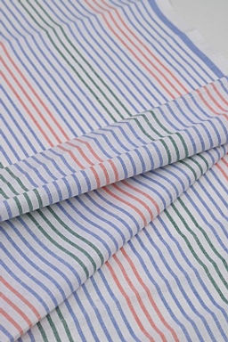 Холст полотенечный Полоска цв.синий/красный/зеленый, ш.0.5м, лен-30%, хлопок-70%, 140гр/м.кв