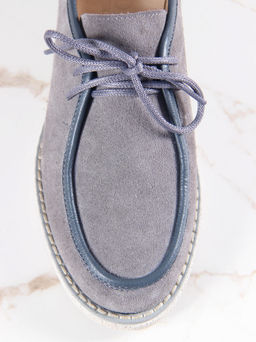 Мокасины 191.rosegr. серый замок замша