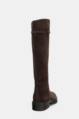 FLAT SPLIT SUEDE RIDING BOOTS - Zara фото 13