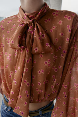 PRINTED SHIRT WITH BOW - Zara фото 4