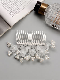 Гребень для волос QF «Эмилия», цветочный, 11×6 см, белый