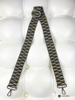 LACCOMA ремень 1000-22-3,8-зиг заг черный/бежевый полиэстр