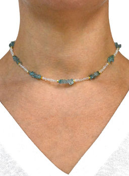 Чокер женский с крошкой апатита и цирконом шарик 3мм, 35см