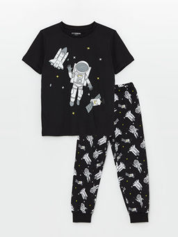 Bisiklet Yaka Bask?l? K?sa Kollu Erkek ?ocuk Pijama Tak?m?