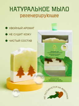 Мыло натуральное "Хвойное спа" с хлорофилл-каротиновой пастой, 100 гр