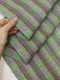 Холст полотенечный Клетка меланж цв.зеленый/серый, ш.0.5м, лен-40%, хлопок-60%, 200гр/м.кв - Купава фото 2