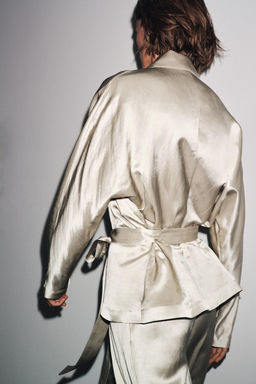 ZW COLLECTION LIMITED EDITION SATIN BELTED BLAZER - Zara фото 3