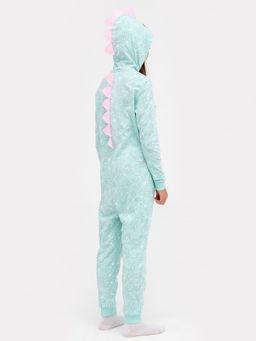 Комбинезон для девочек голубой с принтом драконы на цвете иней - Mark formelle фото 2